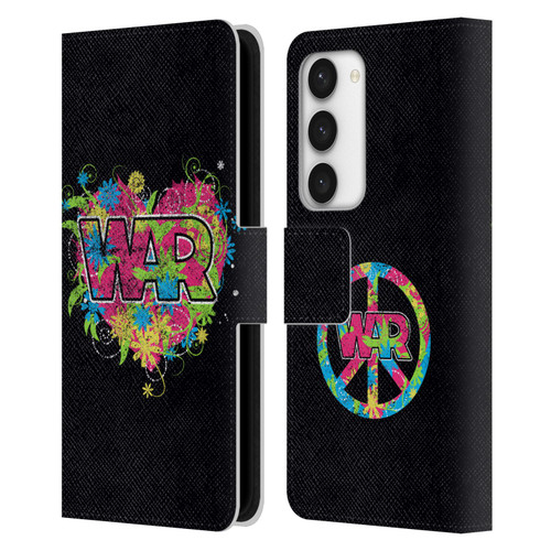 War Graphics Heart Logo Leather Book Wallet Case Cover For Samsung Galaxy S23 5G