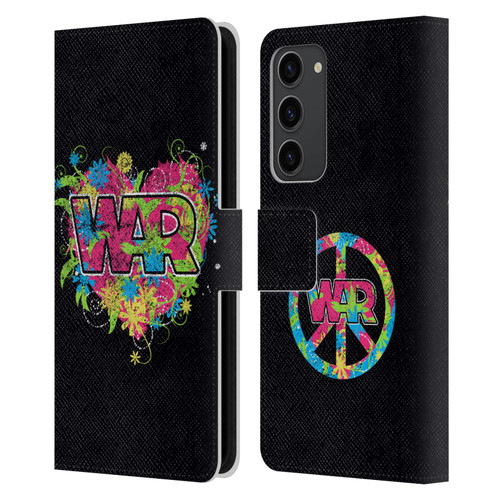 War Graphics Heart Logo Leather Book Wallet Case Cover For Samsung Galaxy S23+ 5G