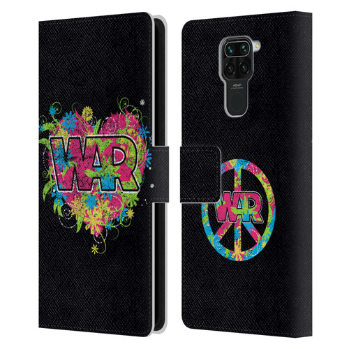 War Graphics Heart Logo Leather Book Wallet Case Cover For Xiaomi Redmi Note 9 / Redmi 10X 4G