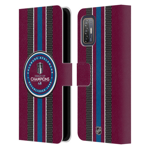 NHL 2022 Stanley Cup Champions Colorado Avalanche Puck Pattern Leather Book Wallet Case Cover For HTC Desire 21 Pro 5G