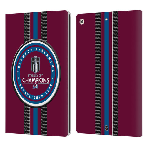 NHL 2022 Stanley Cup Champions Colorado Avalanche Puck Pattern Leather Book Wallet Case Cover For Apple iPad 10.2 2019/2020/2021