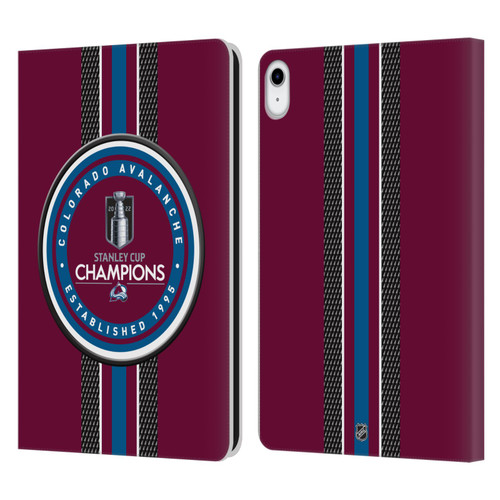 NHL 2022 Stanley Cup Champions Colorado Avalanche Puck Pattern Leather Book Wallet Case Cover For Apple iPad 10.9 (2022)