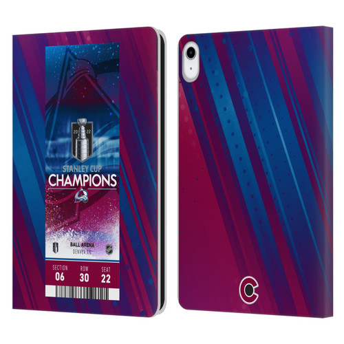 NHL 2022 Stanley Cup Champions Colorado Avalanche Ticket Leather Book Wallet Case Cover For Apple iPad 10.9 (2022)