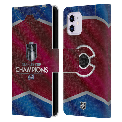 NHL 2022 Stanley Cup Champions Colorado Avalanche Jersey Leather Book Wallet Case Cover For Apple iPhone 11
