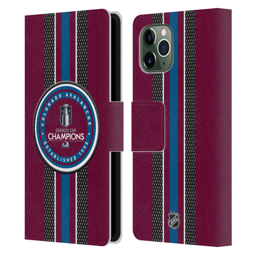 NHL 2022 Stanley Cup Champions Colorado Avalanche Puck Pattern Leather Book Wallet Case Cover For Apple iPhone 11 Pro