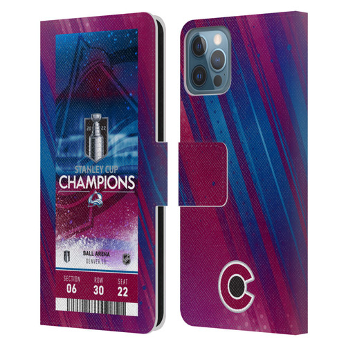 NHL 2022 Stanley Cup Champions Colorado Avalanche Ticket Leather Book Wallet Case Cover For Apple iPhone 12 / iPhone 12 Pro