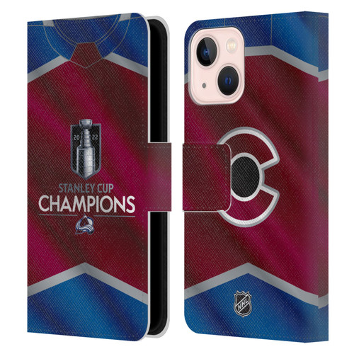 NHL 2022 Stanley Cup Champions Colorado Avalanche Jersey Leather Book Wallet Case Cover For Apple iPhone 13 Mini