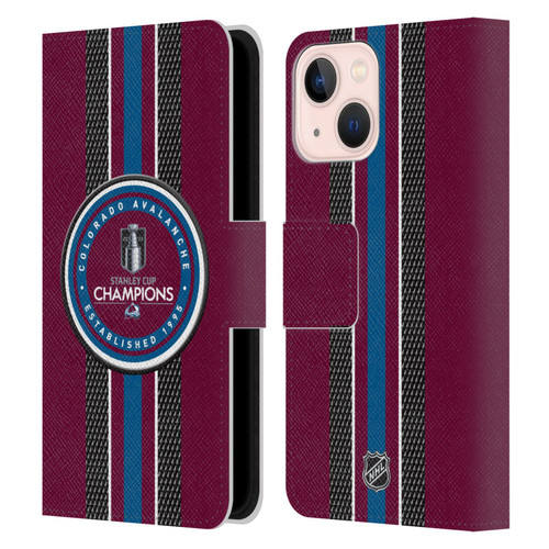 NHL 2022 Stanley Cup Champions Colorado Avalanche Puck Pattern Leather Book Wallet Case Cover For Apple iPhone 13 Mini