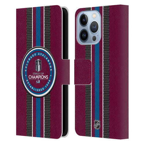 NHL 2022 Stanley Cup Champions Colorado Avalanche Puck Pattern Leather Book Wallet Case Cover For Apple iPhone 13 Pro