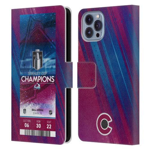 NHL 2022 Stanley Cup Champions Colorado Avalanche Ticket Leather Book Wallet Case Cover For Apple iPhone 14