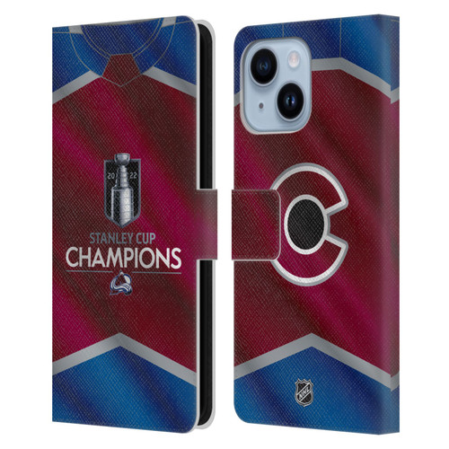 NHL 2022 Stanley Cup Champions Colorado Avalanche Jersey Leather Book Wallet Case Cover For Apple iPhone 14 Plus