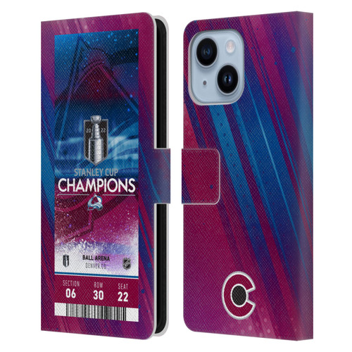 NHL 2022 Stanley Cup Champions Colorado Avalanche Ticket Leather Book Wallet Case Cover For Apple iPhone 14 Plus