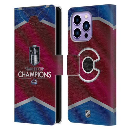 NHL 2022 Stanley Cup Champions Colorado Avalanche Jersey Leather Book Wallet Case Cover For Apple iPhone 14 Pro Max