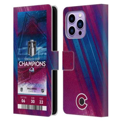 NHL 2022 Stanley Cup Champions Colorado Avalanche Ticket Leather Book Wallet Case Cover For Apple iPhone 14 Pro Max