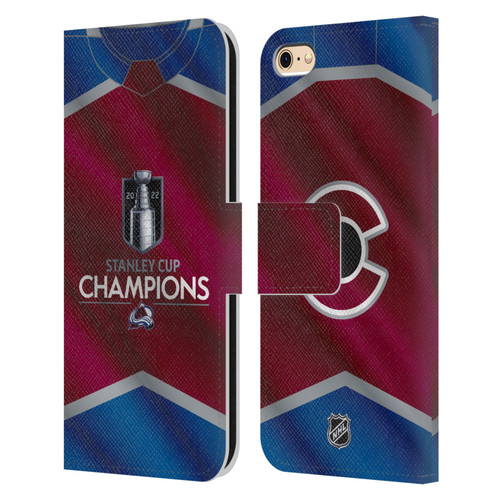 NHL 2022 Stanley Cup Champions Colorado Avalanche Jersey Leather Book Wallet Case Cover For Apple iPhone 6 / iPhone 6s