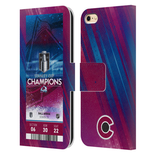 NHL 2022 Stanley Cup Champions Colorado Avalanche Ticket Leather Book Wallet Case Cover For Apple iPhone 6 / iPhone 6s