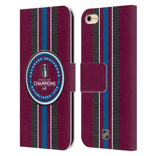 NHL 2022 Stanley Cup Champions Colorado Avalanche Puck Pattern Leather Book Wallet Case Cover For Apple iPhone 6 / iPhone 6s