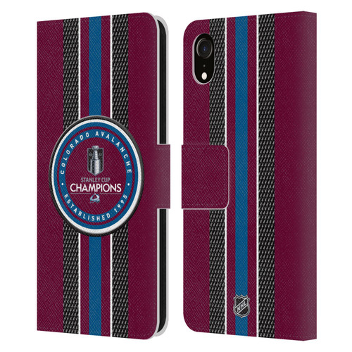 NHL 2022 Stanley Cup Champions Colorado Avalanche Puck Pattern Leather Book Wallet Case Cover For Apple iPhone XR