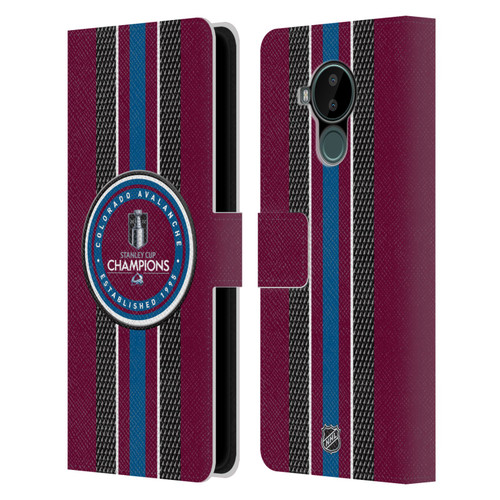 NHL 2022 Stanley Cup Champions Colorado Avalanche Puck Pattern Leather Book Wallet Case Cover For Nokia C30