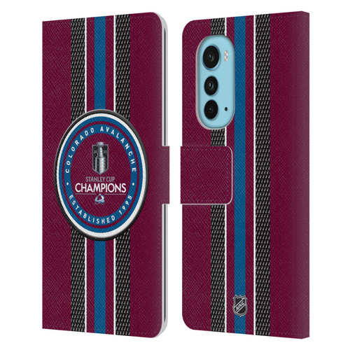 NHL 2022 Stanley Cup Champions Colorado Avalanche Puck Pattern Leather Book Wallet Case Cover For Motorola Edge (2022)