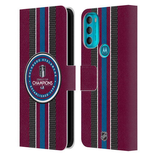 NHL 2022 Stanley Cup Champions Colorado Avalanche Puck Pattern Leather Book Wallet Case Cover For Motorola Moto G71 5G