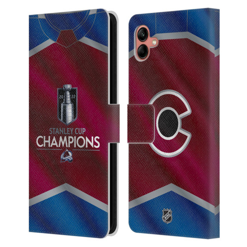 NHL 2022 Stanley Cup Champions Colorado Avalanche Jersey Leather Book Wallet Case Cover For Samsung Galaxy A04 (2022)