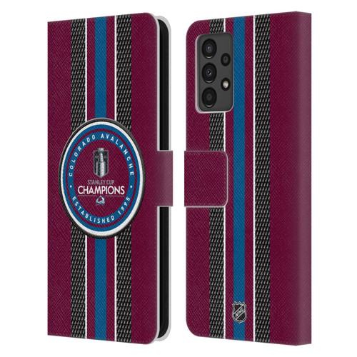 NHL 2022 Stanley Cup Champions Colorado Avalanche Puck Pattern Leather Book Wallet Case Cover For Samsung Galaxy A13 (2022)