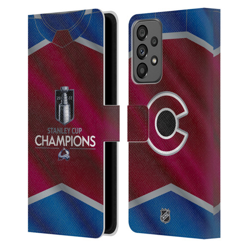 NHL 2022 Stanley Cup Champions Colorado Avalanche Jersey Leather Book Wallet Case Cover For Samsung Galaxy A73 5G (2022)