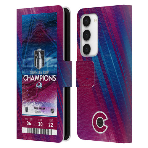 NHL 2022 Stanley Cup Champions Colorado Avalanche Ticket Leather Book Wallet Case Cover For Samsung Galaxy S23 5G