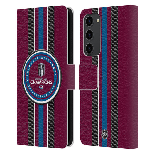 NHL 2022 Stanley Cup Champions Colorado Avalanche Puck Pattern Leather Book Wallet Case Cover For Samsung Galaxy S23+ 5G