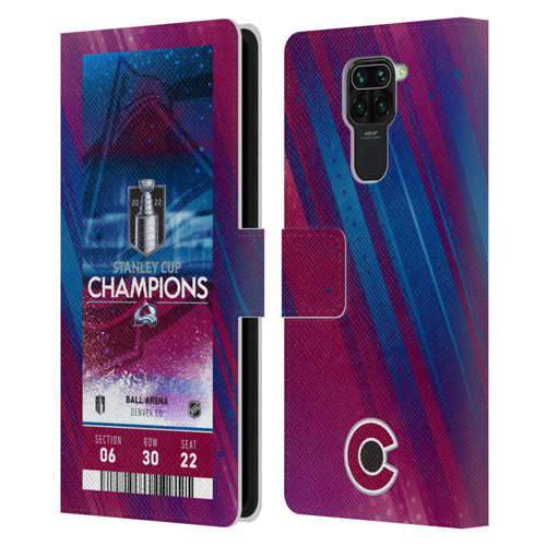 NHL 2022 Stanley Cup Champions Colorado Avalanche Ticket Leather Book Wallet Case Cover For Xiaomi Redmi Note 9 / Redmi 10X 4G