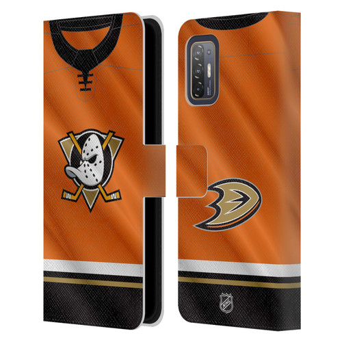 NHL Anaheim Ducks Jersey Leather Book Wallet Case Cover For HTC Desire 21 Pro 5G