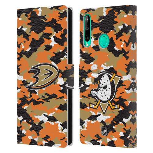 NHL Anaheim Ducks Camouflage Leather Book Wallet Case Cover For Huawei P40 lite E