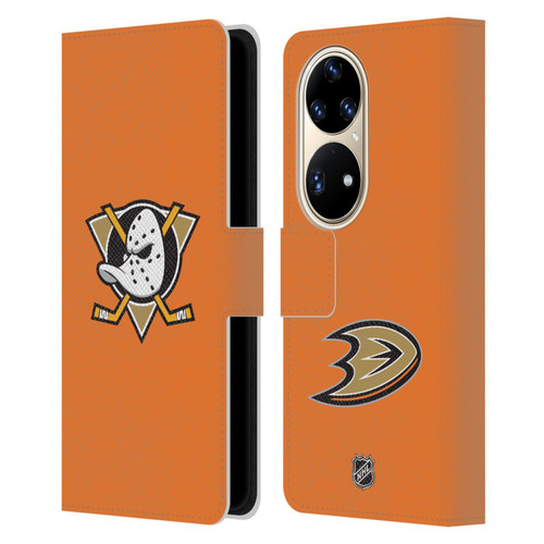 NHL Anaheim Ducks Plain Leather Book Wallet Case Cover For Huawei P50 Pro