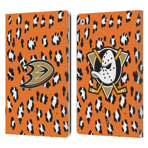 NHL Anaheim Ducks Leopard Patten Leather Book Wallet Case Cover For Apple iPad 10.2 2019/2020/2021