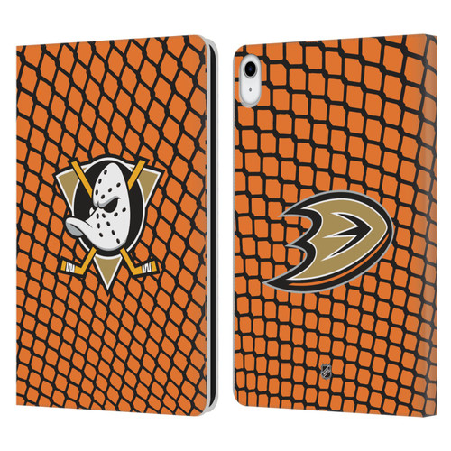 NHL Anaheim Ducks Net Pattern Leather Book Wallet Case Cover For Apple iPad 10.9 (2022)