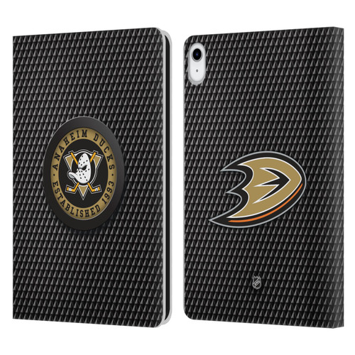 NHL Anaheim Ducks Puck Texture Leather Book Wallet Case Cover For Apple iPad 10.9 2022/2025