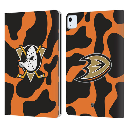 NHL Anaheim Ducks Cow Pattern Leather Book Wallet Case Cover For Apple iPad Air 2020 / 2022