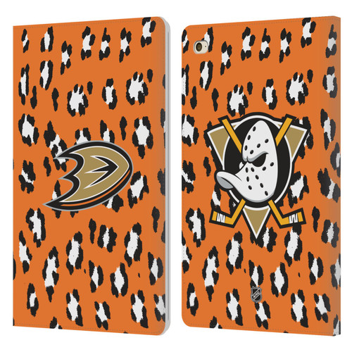 NHL Anaheim Ducks Leopard Patten Leather Book Wallet Case Cover For Apple iPad mini 4