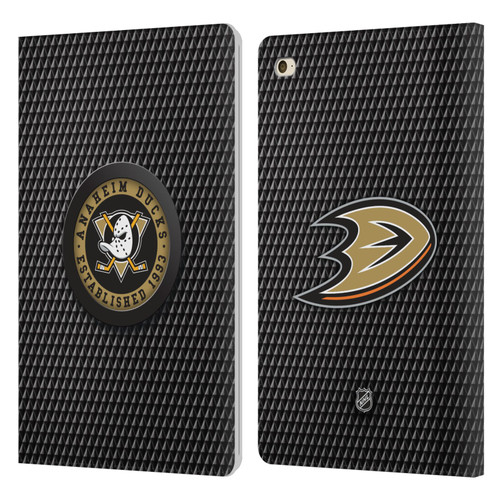 NHL Anaheim Ducks Puck Texture Leather Book Wallet Case Cover For Apple iPad mini 4