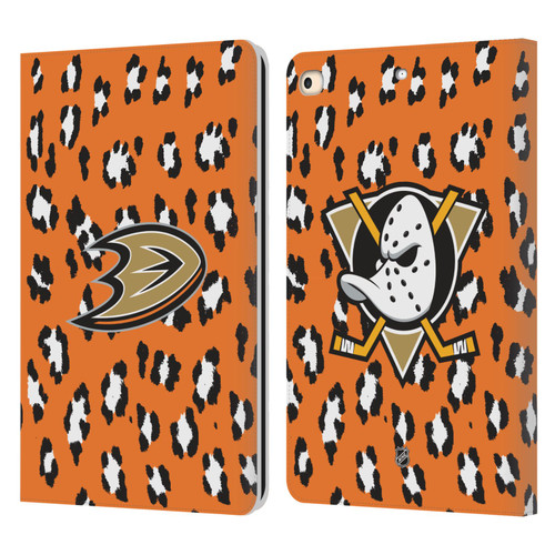 NHL Anaheim Ducks Leopard Patten Leather Book Wallet Case Cover For Apple iPad 9.7 2017 / iPad 9.7 2018