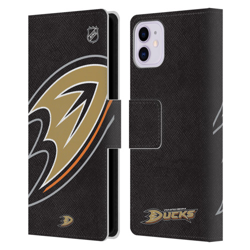 NHL Anaheim Ducks Oversized Leather Book Wallet Case Cover For Apple iPhone 11
