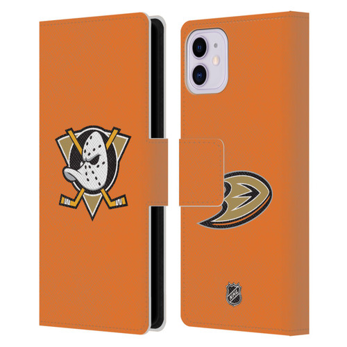 NHL Anaheim Ducks Plain Leather Book Wallet Case Cover For Apple iPhone 11