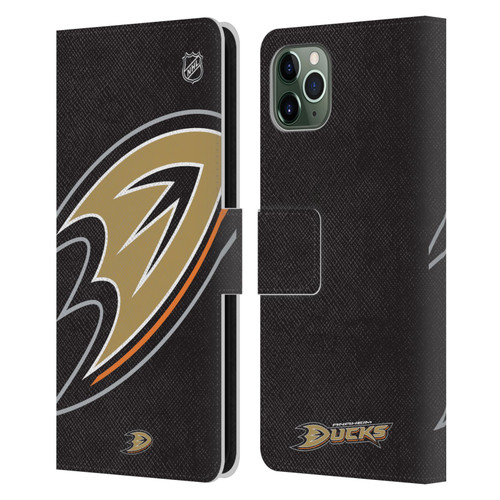 NHL Anaheim Ducks Oversized Leather Book Wallet Case Cover For Apple iPhone 11 Pro Max