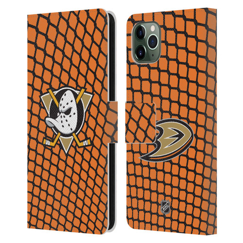 NHL Anaheim Ducks Net Pattern Leather Book Wallet Case Cover For Apple iPhone 11 Pro Max