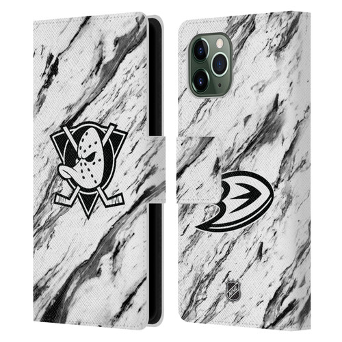 NHL Anaheim Ducks Marble Leather Book Wallet Case Cover For Apple iPhone 11 Pro