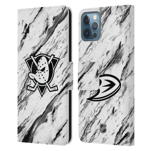 NHL Anaheim Ducks Marble Leather Book Wallet Case Cover For Apple iPhone 12 / iPhone 12 Pro