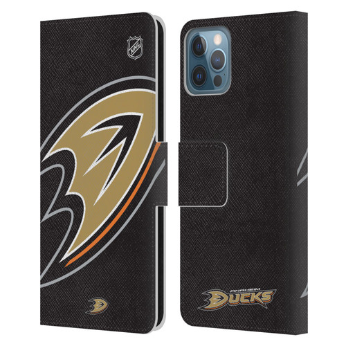 NHL Anaheim Ducks Oversized Leather Book Wallet Case Cover For Apple iPhone 12 / iPhone 12 Pro