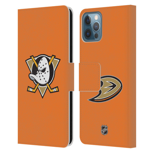 NHL Anaheim Ducks Plain Leather Book Wallet Case Cover For Apple iPhone 12 / iPhone 12 Pro