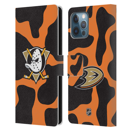 NHL Anaheim Ducks Cow Pattern Leather Book Wallet Case Cover For Apple iPhone 12 Pro Max